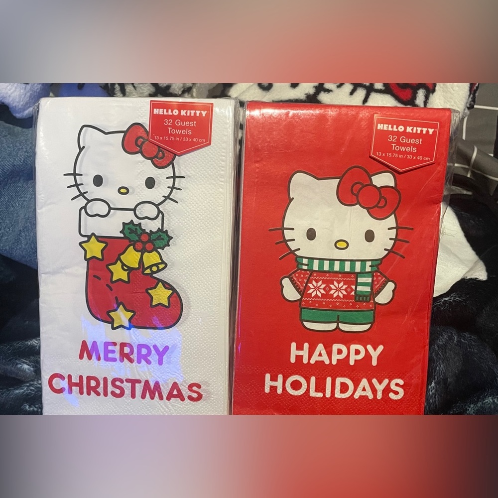 32 Hello kitty Christmas guest Towels red